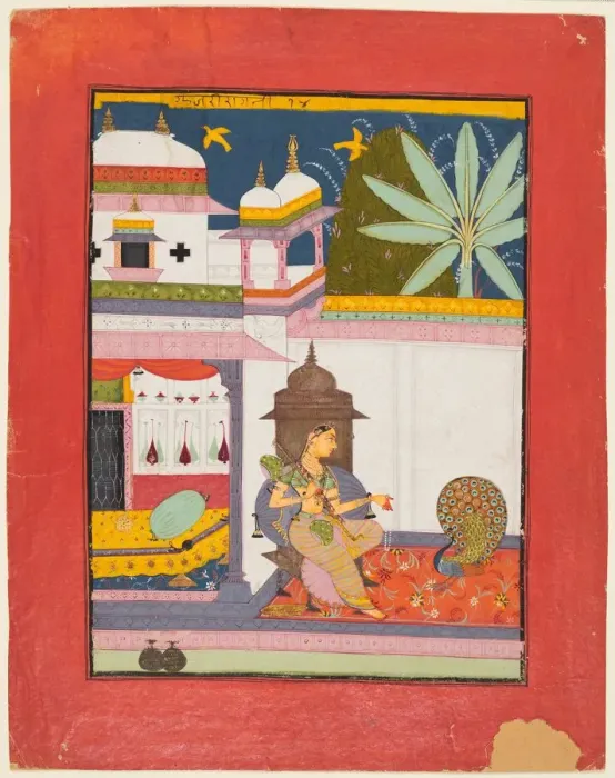 Framed Print : Page from a Ragamala series: Gujari Ragini, c. 1680. Creator: Unknown Framed Print : Page from a Ragamala series: Gujari Ragini, c. 1680. Creator: Unknown