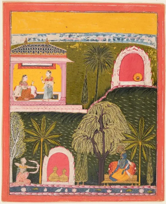 Framed Print : A page from a Rasikapriya series, c. 1660. Creator: Unknown Framed Print : A page from a Rasikapriya series, c. 1660. Creator: Unknown