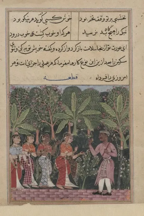 Framed Print : Page from Tales of a Parrot (Tuti-nama): Twelfth night: The merchants daughter Framed Print : Page from Tales of a Parrot (Tuti-nama): Twelfth night: The merchants daughter