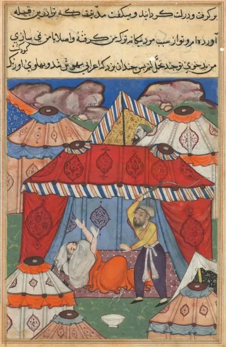 Framed Print : Page from Tales of a Parrot (Tuti-nama): Twenty-fourth night: The disguised Arab Framed Print : Page from Tales of a Parrot (Tuti-nama): Twenty-fourth night: The disguised Arab