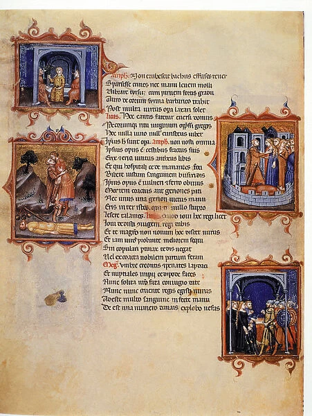 Page of Tragedy by Seneca, 14th century manuscript
