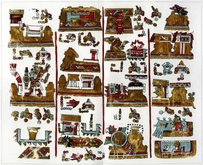 Framed Print : A page from the Vienna manuscript of Zapothec origin, 1901 Framed Print : A page from the Vienna manuscript of Zapothec origin, 1901