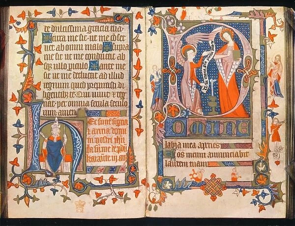 Two pages from A Book of Hours, c1350