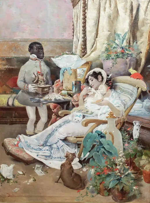 Framed Print : The paggio and the duchess, 1862. Creator: Busi, Luigi (1837-1884) Framed Print : The paggio and the duchess, 1862. Creator: Busi, Luigi (1837-1884)