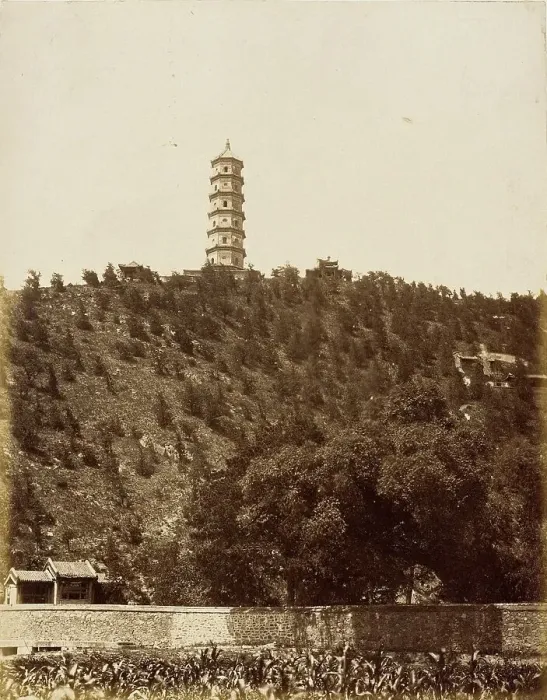 Framed Print : Pagoda at Old Summer Palace, Yu-chuan Shan, Jade Spring Hill, 1860. Creator: Felice Beato Framed Print : Pagoda at Old Summer Palace, Yu-chuan Shan, Jade Spring Hill, 1860. Creator: Felice Beato