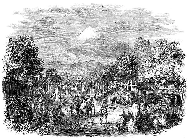 Pah, or fortified village, of the natives in the province of New Plymouth... 1860. Creator: Unknown
