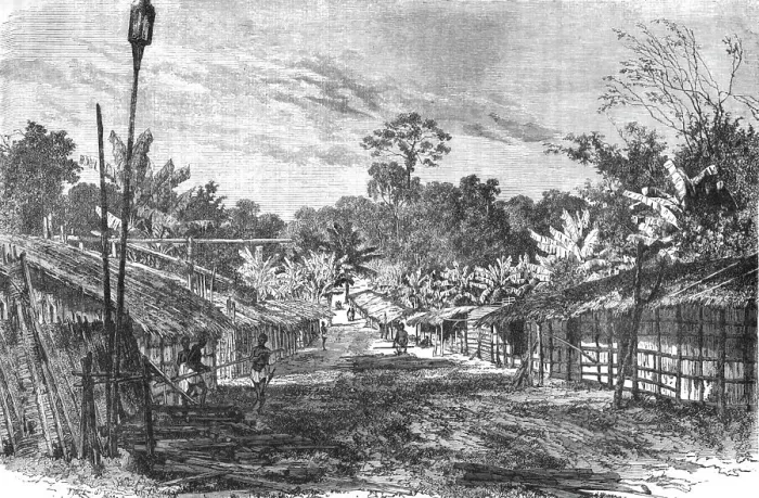 Framed Print : Pahouin village; The Gaboon. 1875. Creator: Unknown Framed Print : Pahouin village; The Gaboon. 1875. Creator: Unknown