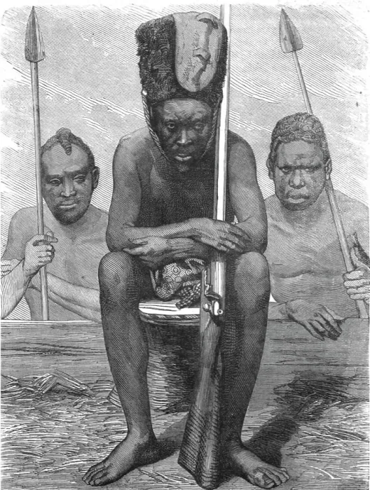 Framed Print : Pahouin Warriors; The Gaboon. 1875. Creator: Unknown Framed Print : Pahouin Warriors; The Gaboon. 1875. Creator: Unknown
