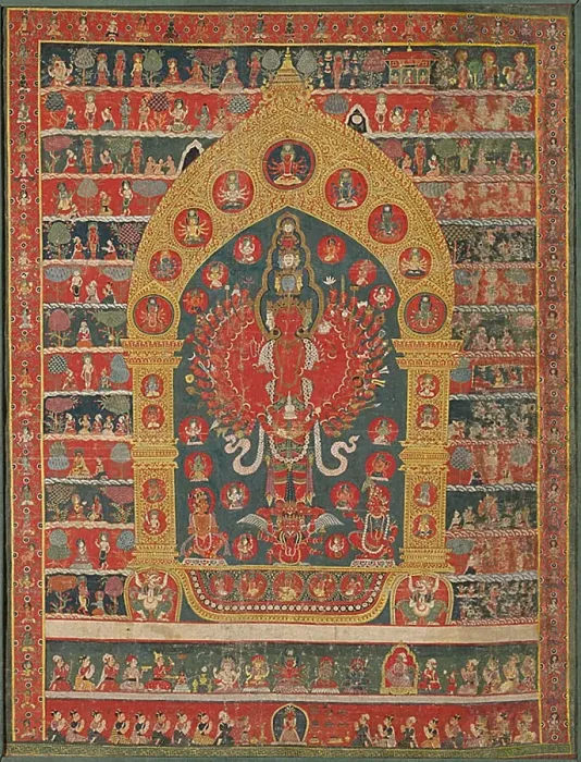 Framed Print : Painted Banner (Thangka) of the Avalokiteshvara Incarnation of the Rain God Rato... 18th / 19th cent. Creator: Unknown Framed Print : Painted Banner (Thangka) of the Avalokiteshvara Incarnation of the Rain God Rato... 18th / 19th cent. Creator: Unknown