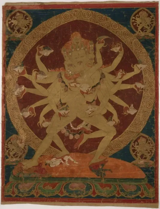 Framed Print : Painted Banner (Thangka) of Skull-Cup Bearing (Kapaladhara) Hevajra, c. 1604 Framed Print : Painted Banner (Thangka) of Skull-Cup Bearing (Kapaladhara) Hevajra, c. 1604