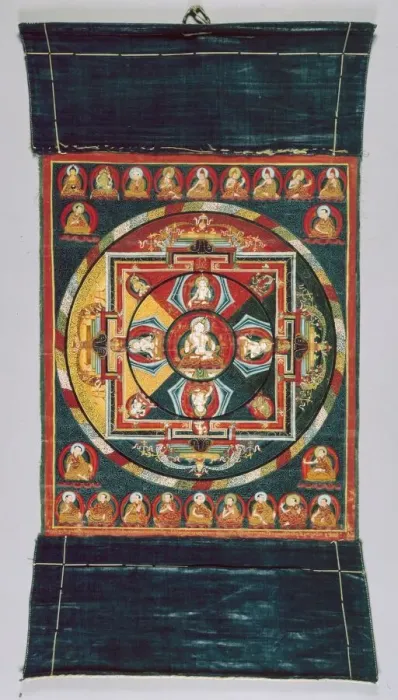 Framed Print : Painted Banner (Thangka) of Vajrasattva Mandala, 15th century. Creator: Unknown Framed Print : Painted Banner (Thangka) of Vajrasattva Mandala, 15th century. Creator: Unknown