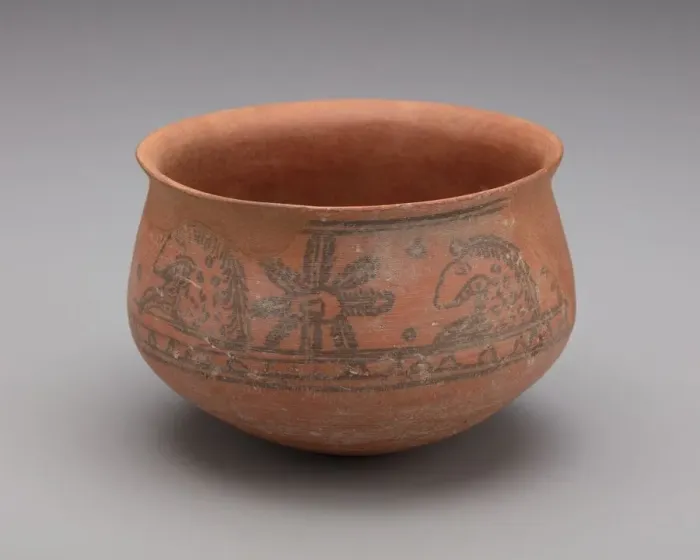 Framed Print : Painted Bowl with Faunal and Floral Design, 5th century. Creator: Unknown Framed Print : Painted Bowl with Faunal and Floral Design, 5th century. Creator: Unknown