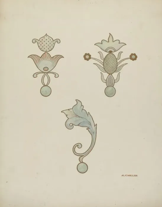 Framed Print : Painted Ceiling Decorations, c. 1940. Creator: Randolph F Miller Framed Print : Painted Ceiling Decorations, c. 1940. Creator: Randolph F Miller