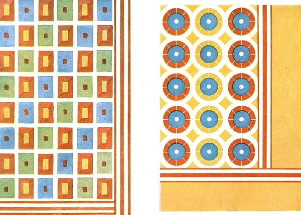 Painted ceiling patterns in the tomb of Nebamon at Thebes, Egypt, (1928). Creator: Unknown