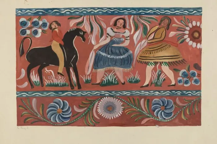 Framed Print : Painted Chest, c. 1936. Creator: E. Boyd