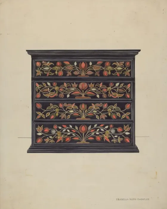 Framed Print : Painted Chest of Drawers, c. 1937. Creator: Isabella Ruth Doerfler Framed Print : Painted Chest of Drawers, c. 1937. Creator: Isabella Ruth Doerfler