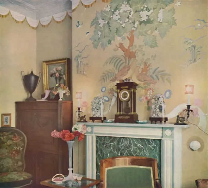Framed Print : Painted chimney breast, 1933 Framed Print : Painted chimney breast, 1933