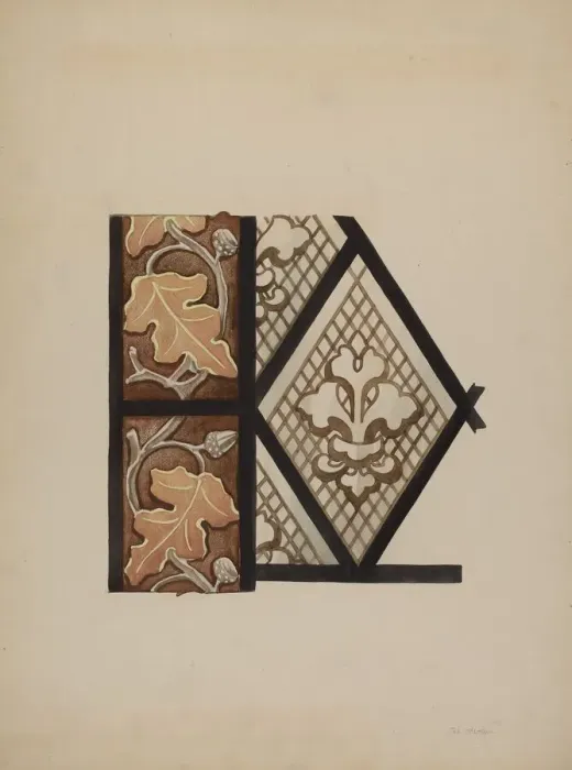 Framed Print : Painted Glass Window, c. 1937. Creator: James McLellan Framed Print : Painted Glass Window, c. 1937. Creator: James McLellan