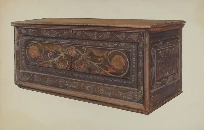 Framed Print : Painted Guilford Chest, 1935 / 1942. Creator: Edward F. Engel Framed Print : Painted Guilford Chest, 1935 / 1942. Creator: Edward F. Engel