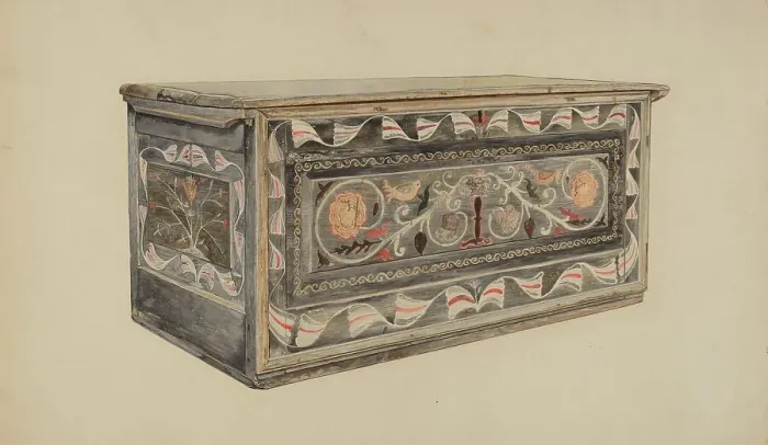 Framed Print : Painted Guilford Chest, 1935 / 1942. Creator: Edward F. Engel Framed Print : Painted Guilford Chest, 1935 / 1942. Creator: Edward F. Engel