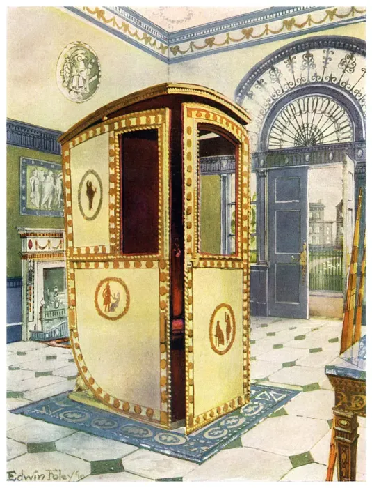 Framed Print : Painted and lacquered sedan chair with domed top, 1911-1912. Artist: Edwin Foley Framed Print : Painted and lacquered sedan chair with domed top, 1911-1912. Artist: Edwin Foley