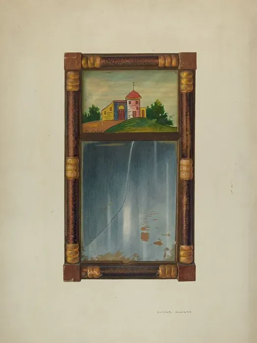 Framed Print : Painted mirror, 1940. Creator: Oscar Bluhme Framed Print : Painted mirror, 1940. Creator: Oscar Bluhme