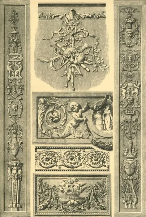 Framed Print : Painted plaster ornament, France, 18th century, (1898). Creator: Unknown Framed Print : Painted plaster ornament, France, 18th century, (1898). Creator: Unknown
