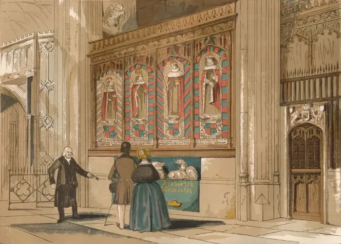 Framed Print : Painted Screen, St. Georges Chapel, c1845, (1864) Framed Print : Painted Screen, St. Georges Chapel, c1845, (1864)
