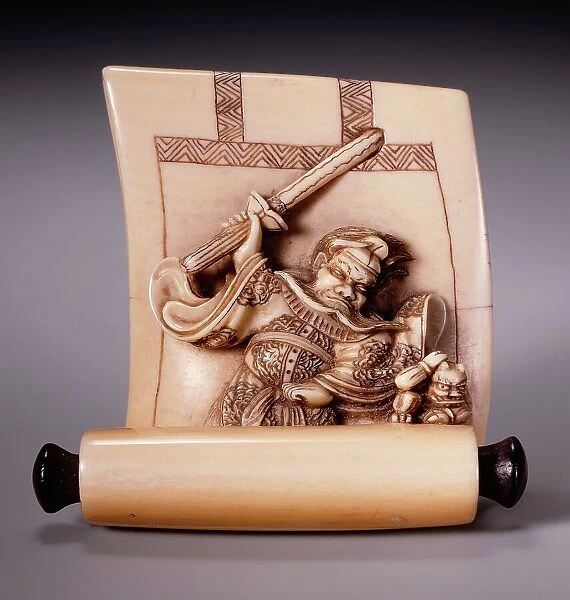 Painted Scroll Coming to Life: Shoki Attacking Demon, Mid-19th century. Creator: Shuosai Hidemasa II