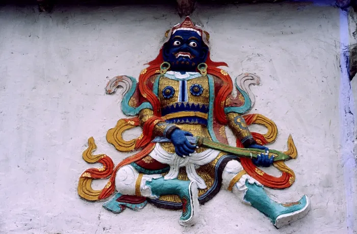 Framed Print : Painted sculpture, Ladakh, India, 1988. Creator: Amanda Waite