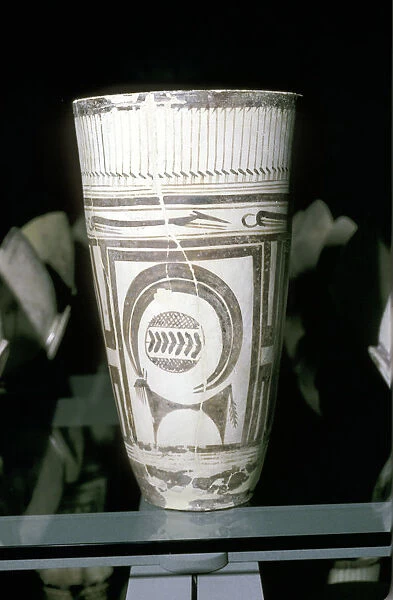 Painted terracotta goblet with animal decoration, Susa, c4000 BC