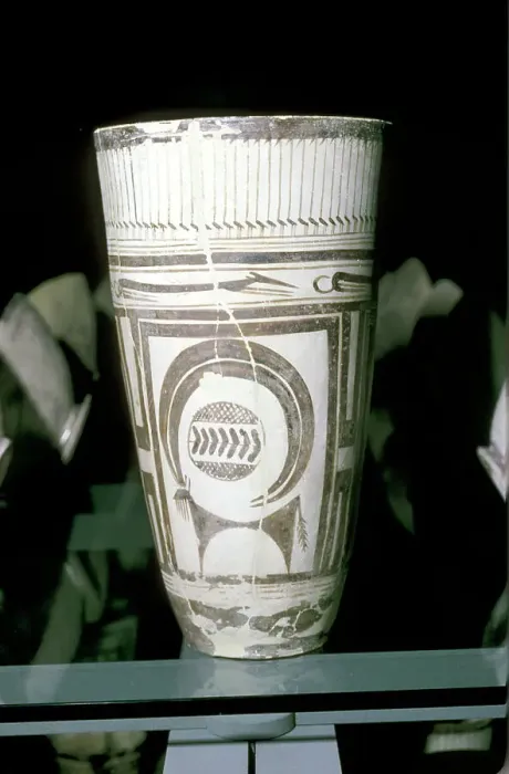 Framed Print : Painted terracotta goblet with animal decoration, Susa, c4000 BC Framed Print : Painted terracotta goblet with animal decoration, Susa, c4000 BC