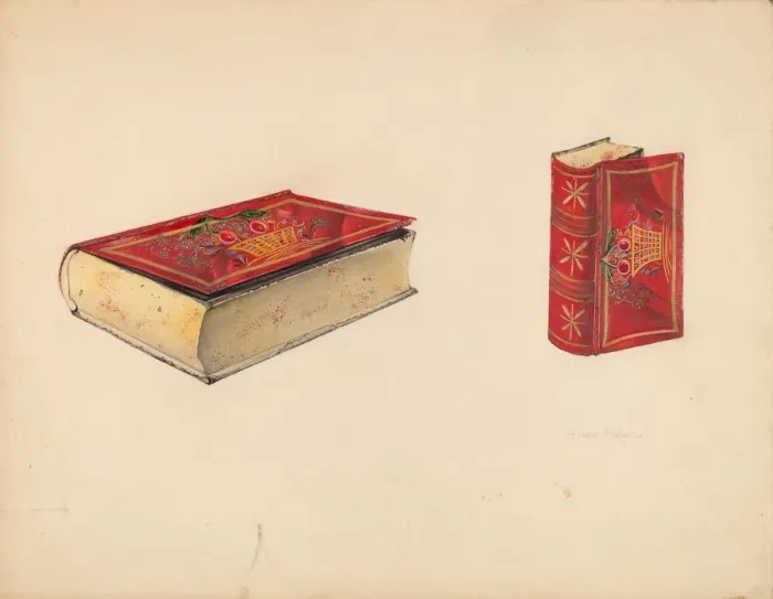 Framed Print : Painted Tin Trinket Box, c. 1939. Creator: Grace Halpin