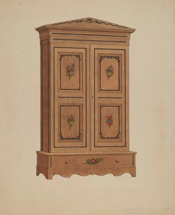 Framed Print : Painted Wardrobe, 1935 / 1942. Creator: Edward A Darby Framed Print : Painted Wardrobe, 1935 / 1942. Creator: Edward A Darby
