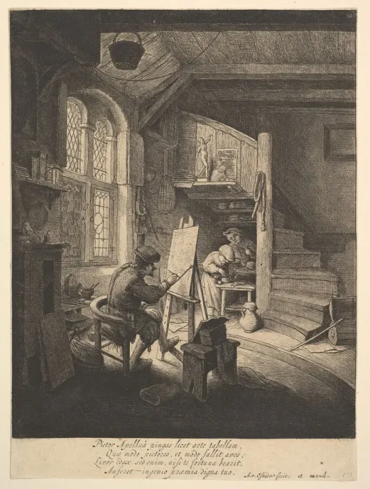 Framed Print : The Painter, 1610-85. Creator: Adriaen van Ostade Framed Print : The Painter, 1610-85. Creator: Adriaen van Ostade