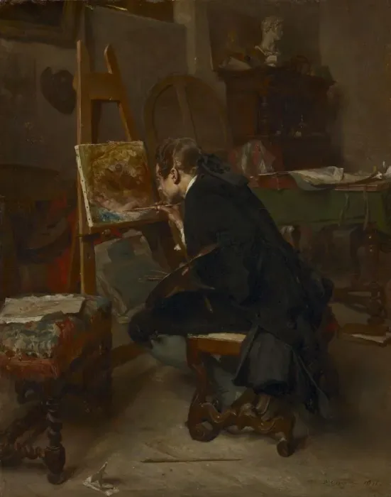 Framed Print : A Painter, 1855. Creator: Ernest Meissonier (French, 1815-1891) Framed Print : A Painter, 1855. Creator: Ernest Meissonier (French, 1815-1891)