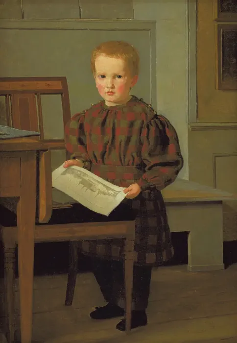 Framed Print : The Painter C.W. Eckersberg's Son Julius in his Fathers Studio at Charlottenborg, 1831. Creator: Christen Købke Framed Print : The Painter C.W. Eckersberg's Son Julius in his Fathers Studio at Charlottenborg, 1831. Creator: Christen Købke