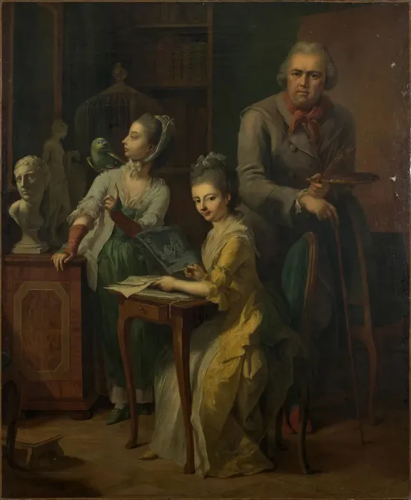 Framed Print : The painter and his daughters, 1774 Framed Print : The painter and his daughters, 1774