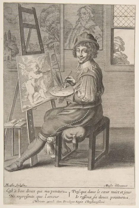 Framed Print : Painter at an Easel, 1620-67. Creator: Michel Lasne Framed Print : Painter at an Easel, 1620-67. Creator: Michel Lasne