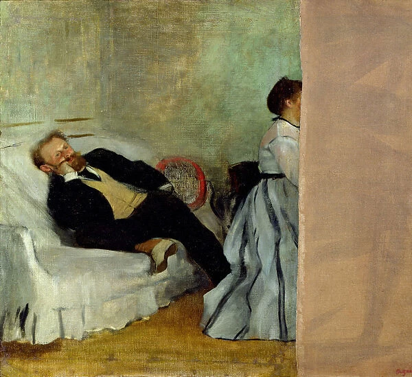 The painter Edouard Manet with his wife Suzanne. Artist: Degas, Edgar (1834-1917)