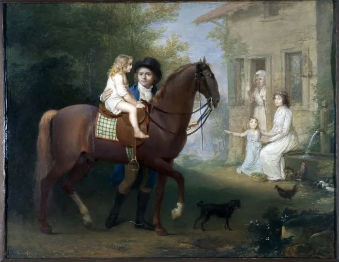 Framed Print : The Painter and his family, in front of a country house, between 1797 and 1798. Creator: Jean Antoine Laurent Framed Print : The Painter and his family, in front of a country house, between 1797 and 1798. Creator: Jean Antoine Laurent