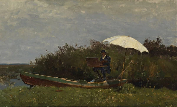The Painter Gabriel Working in a Boat, 1882. Artist: Tholen, Willem Bastiaan (1860-1931)