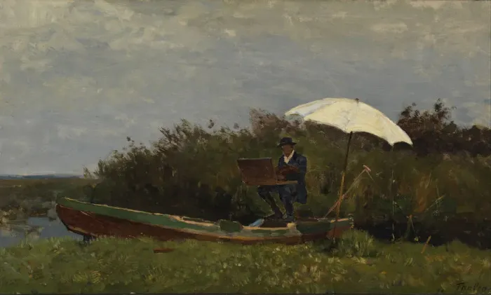 Framed Print : The Painter Gabriel Working in a Boat, 1882. Artist: Tholen, Willem Bastiaan (1860-1931) Framed Print : The Painter Gabriel Working in a Boat, 1882. Artist: Tholen, Willem Bastiaan (1860-1931)