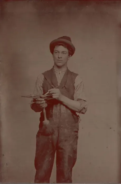 Framed Print : Painter Holding Palette and Brushes, 1870s. Creator: Unknown Framed Print : Painter Holding Palette and Brushes, 1870s. Creator: Unknown