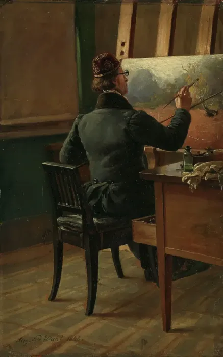 Framed Print : The Painter J.C. Dahl at his Easel, 1848. Creator: Siegwald Johannes Dahl Framed Print : The Painter J.C. Dahl at his Easel, 1848. Creator: Siegwald Johannes Dahl