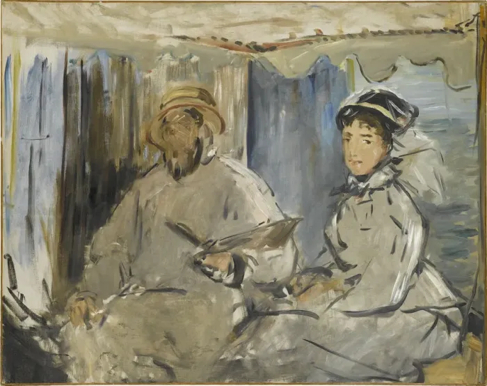 Framed Print : The painter Monet in his atelier, 1874. Artist: Manet, Edouard (1832-1883) Framed Print : The painter Monet in his atelier, 1874. Artist: Manet, Edouard (1832-1883)