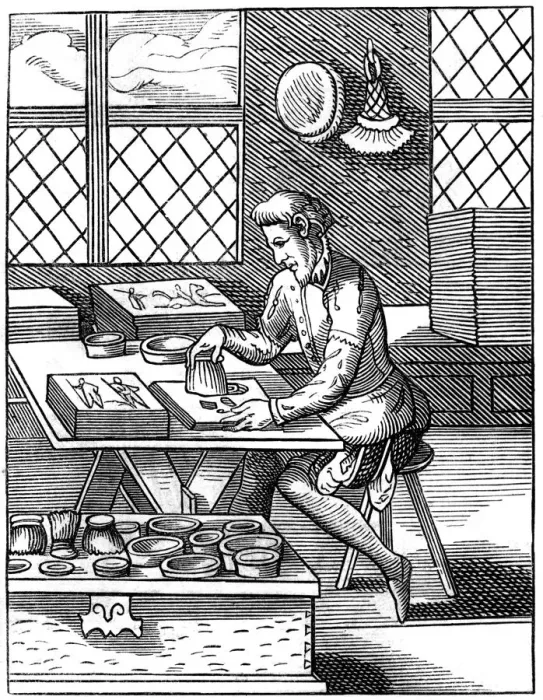 Framed Print : Painter of popular pictures, 16th century (1849). Artist: Jost Amman Framed Print : Painter of popular pictures, 16th century (1849). Artist: Jost Amman