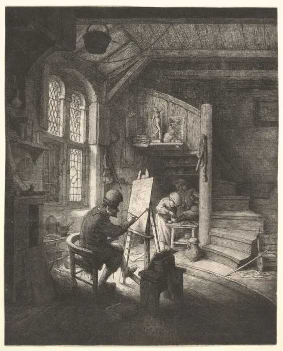 Framed Print : The Painter in His Studio, ca. 1667. Creator: Adriaen van Ostade Framed Print : The Painter in His Studio, ca. 1667. Creator: Adriaen van Ostade