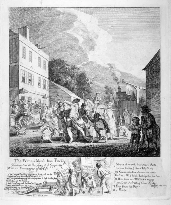 Framed Print : The painters march from Finchly... 1753. Artist: Paul Sandby Framed Print : The painters march from Finchly... 1753. Artist: Paul Sandby