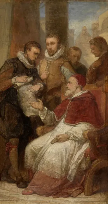 Framed Print : The Painters Matthijs and Paul Bril in Rome, (c1575), 1862-1872. Creator: Nicaise de Keyser Framed Print : The Painters Matthijs and Paul Bril in Rome, (c1575), 1862-1872. Creator: Nicaise de Keyser